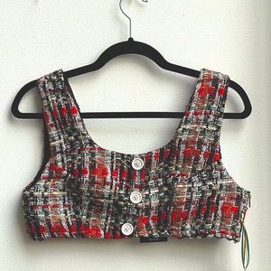 NWT Forever 21 red tweed bralette  crop top small/medium